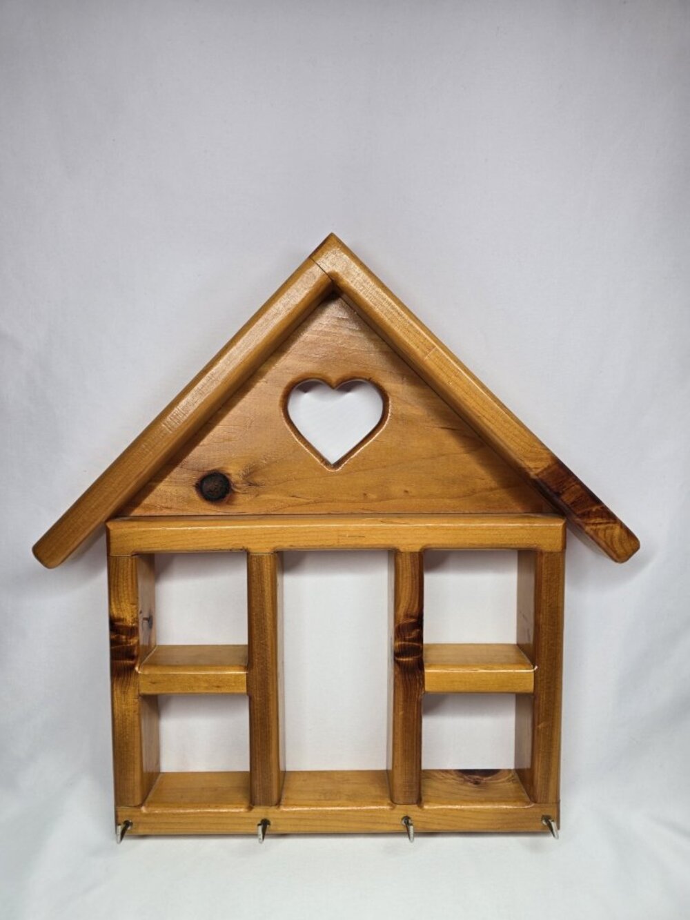 Vintage Cottagecore Mini Wooden House Trinket Shelf Farmhouse Rustic Decor